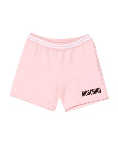 Moschino Logo-embroidered Teddy Shorts In Pink