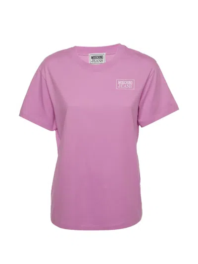 Pre-owned Moschino Logo Embroidered T-shirt In Pink