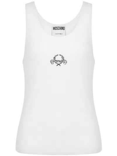 Moschino Logo-embroidered Vest In White