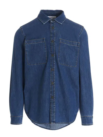 Moschino Logo Embroidery Shirt In Blue
