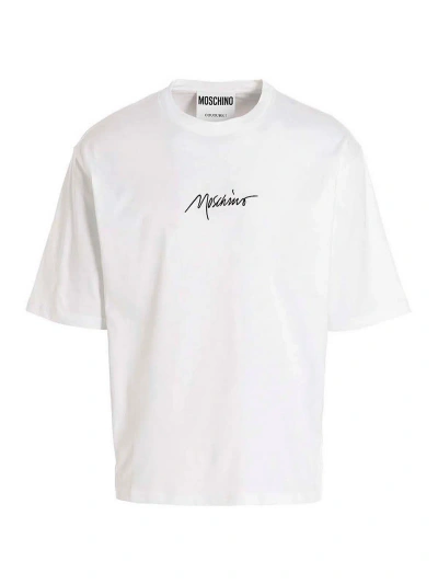 Moschino Logo Embroidery T-shirt In White