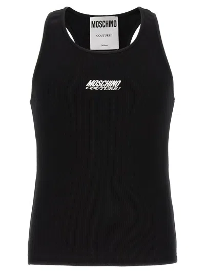 Moschino Logo Embroidery Tank Top In Black
