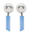 Moschino Logo Earrings In Silver