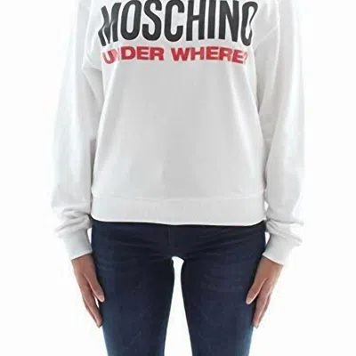 Moschino Logo Fleece Cotton Sweatshirt Top In Pink