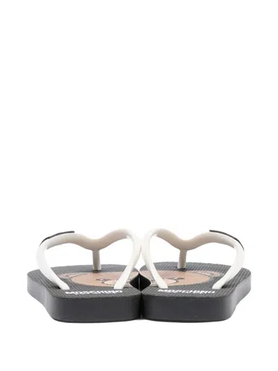 Moschino Kids' Logo Flip Flops In Black
