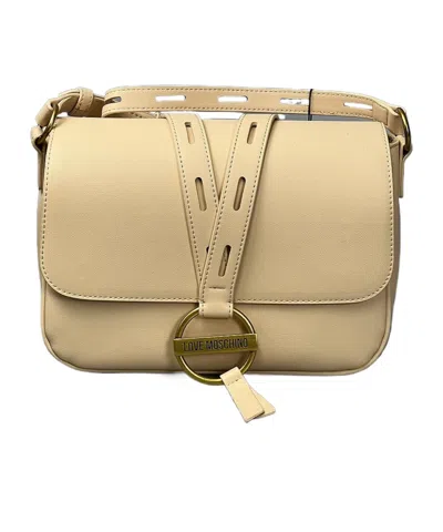 Moschino Logo Flip Shoulder Bag In Nude