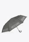 Moschino Pinstriped Folding Umbrella In Grey