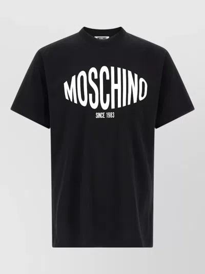 Moschino Logo Front Crew Neck Short Sleeves T-shirt In Black