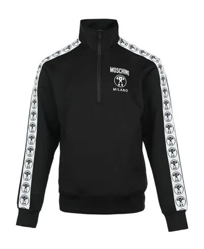 Moschino Logo Half-zip Sweatshirt In Black