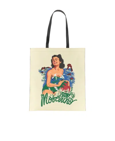 Moschino Logo Handbag In Nude
