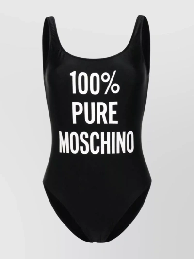 Moschino Logo-print Swimsuit In Black