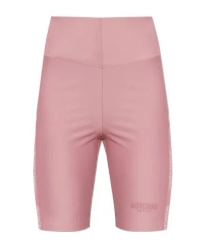 Moschino Logo High-rise Performance Shorts In Pink