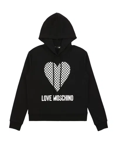 Moschino Logo Hooded Sweater In Black