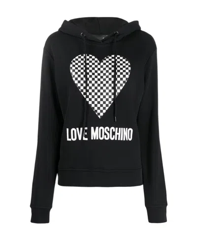 Moschino Logo Hooded Sweater In Black