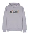 Moschino Logo-print Cotton Hoodie In Gray