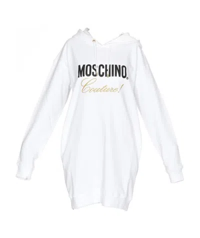 Moschino Logo Hooded Sweater In White