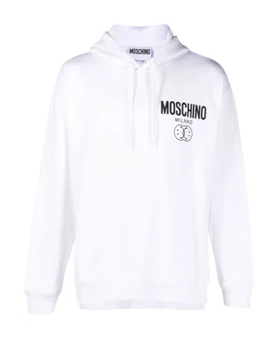 Moschino Logo Hooded Sweater In White