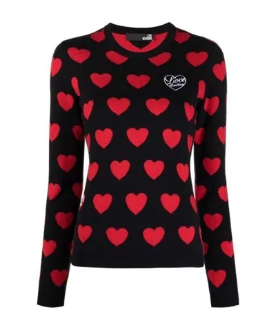 Moschino Logo Inlaid Sweater In Black