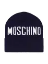 Moschino Logo-intarsia Beanie In Blue
