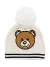 Moschino Logo-intarsia Beanie In Neutrals