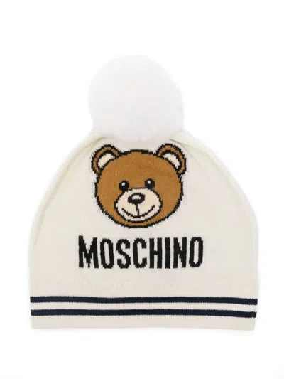 Moschino Kids' Logo-intarsia Beanie In Neutrals