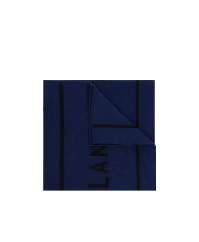Moschino Logo Intarsia Finished Edge Scarf In Black