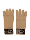 Moschino Logo-intarsia Gloves In Brown
