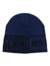 Moschino Logo-intarsia Knitted Beanie In Blue