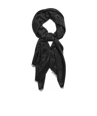 Moschino Logo-intarsia Knitted Scarf In Black