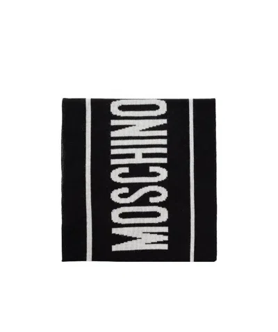 Moschino Logo-intarsia Scarf In Black