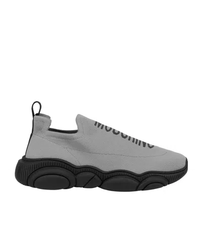 Moschino Logo-intarsia Slip-on Sneakers In Gray