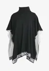 Moschino Logo Intarsia Turtleneck Poncho In Black