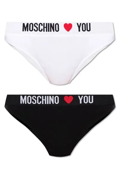 Moschino Logo Thongs (pack Of Two) In Multi