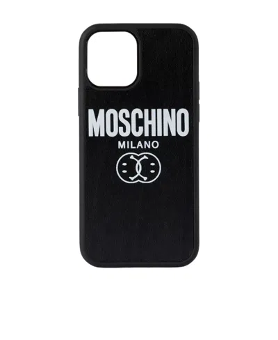 Moschino Logo Iphone 12 Pro Mobile Phone Case In Black