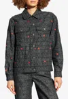 Moschino Logo Jacquard Button-up Jacket In Gray