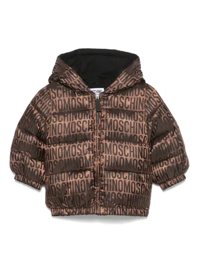 Moschino Babies' Logo-jacquard Jacket In Brown