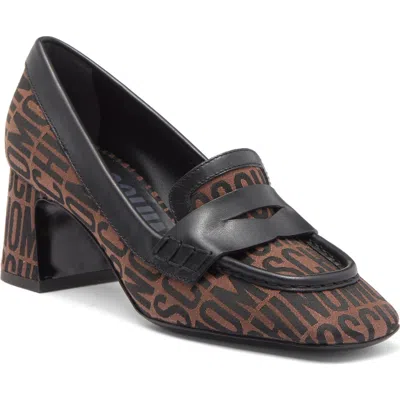Moschino Logo Jacquard Loafer Pump In Brown