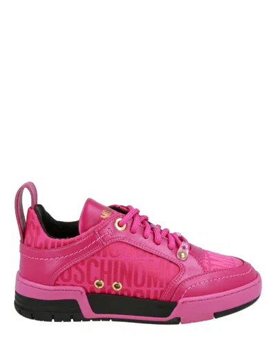 Moschino Logo Jacquard Low-top Sneakers In Pink