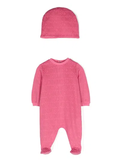 Moschino Babies' Logo-jacquard Pajamas In Pink