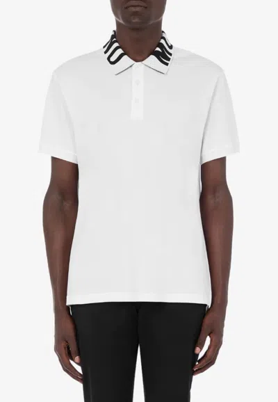 Moschino Logo Jacquard Polo T-shirt In White