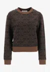 Moschino Logo Jacquard Pullover Sweatshirt In Brown