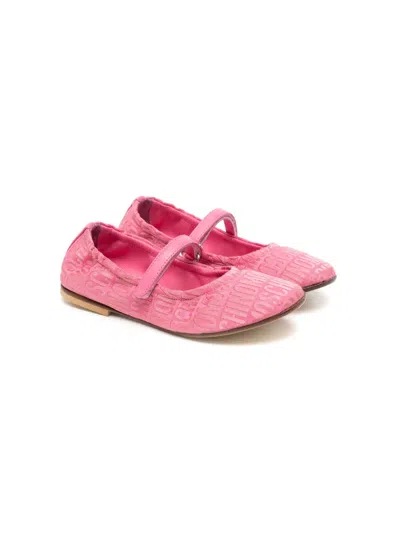 Moschino Kids' Logo-jacquard Round-toe Ballerinas In Pink
