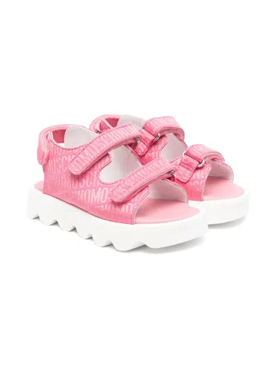 Moschino Kids' Logo-jacquard Sandals In Pink