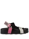 Moschino Chunky Platform Sandals With Logo Strap In Neutrals