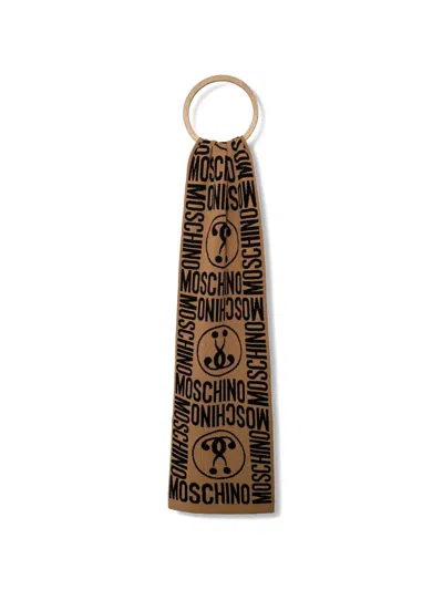 Moschino Logo-jacquard Scarf In Brown