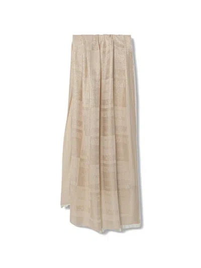 Moschino Logo-jacquard Scarf In Brown