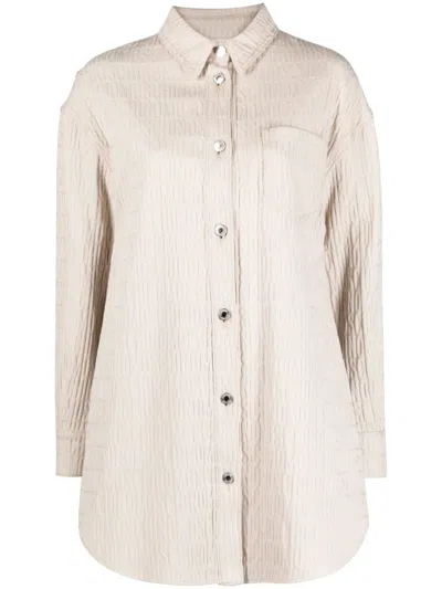 Moschino Logo-jacquard Shirt Minidress In Neutrals