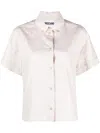 Moschino Logo-jacquard Short-sleeve Shirt In Brown