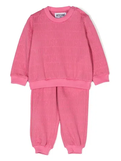 Moschino Babies' Logo-jacquard Tracksuit In Pink