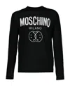 Moschino Textured Knit Crewneck Sweater In Black